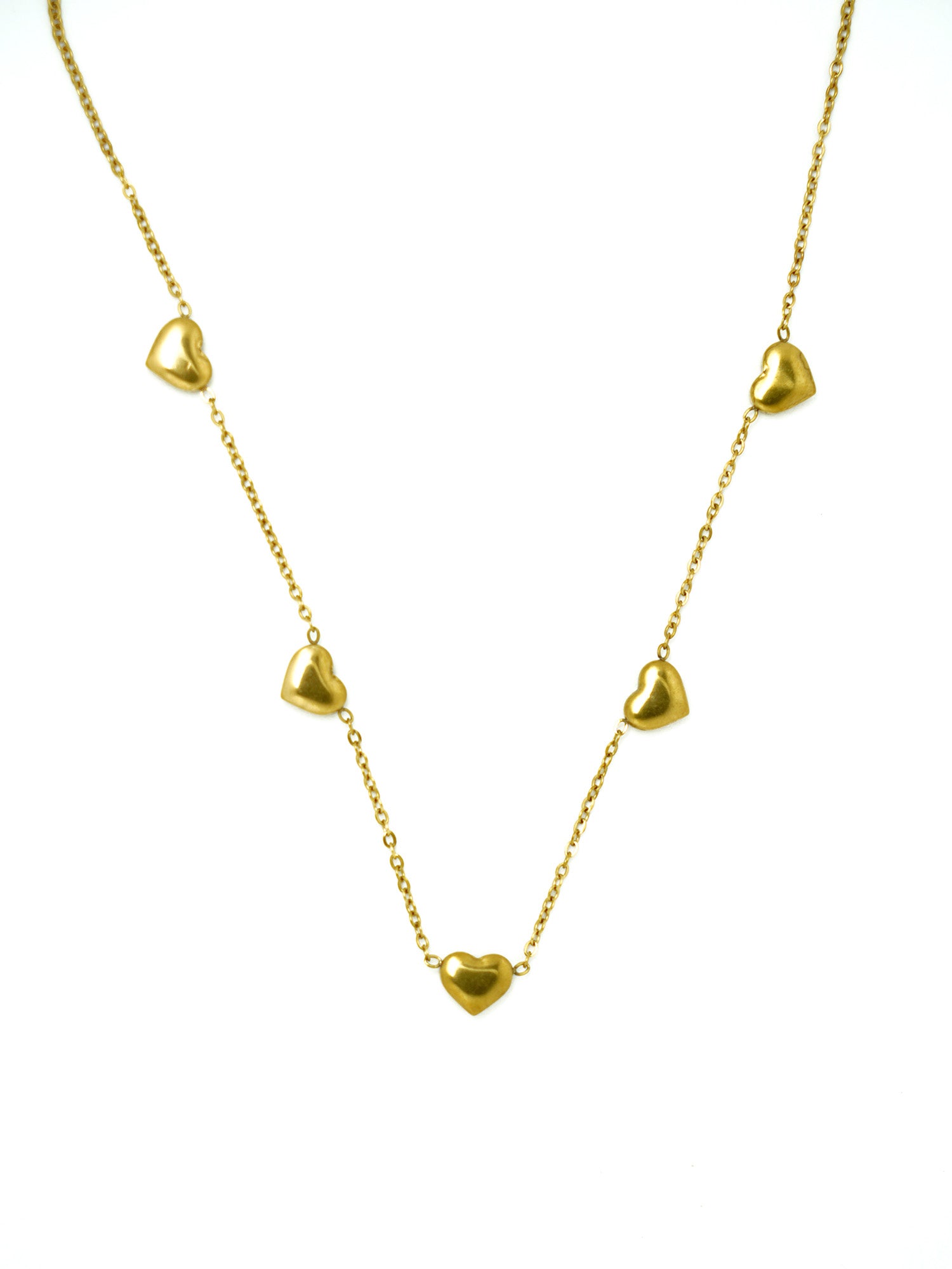 Golden Hearts Station Necklace