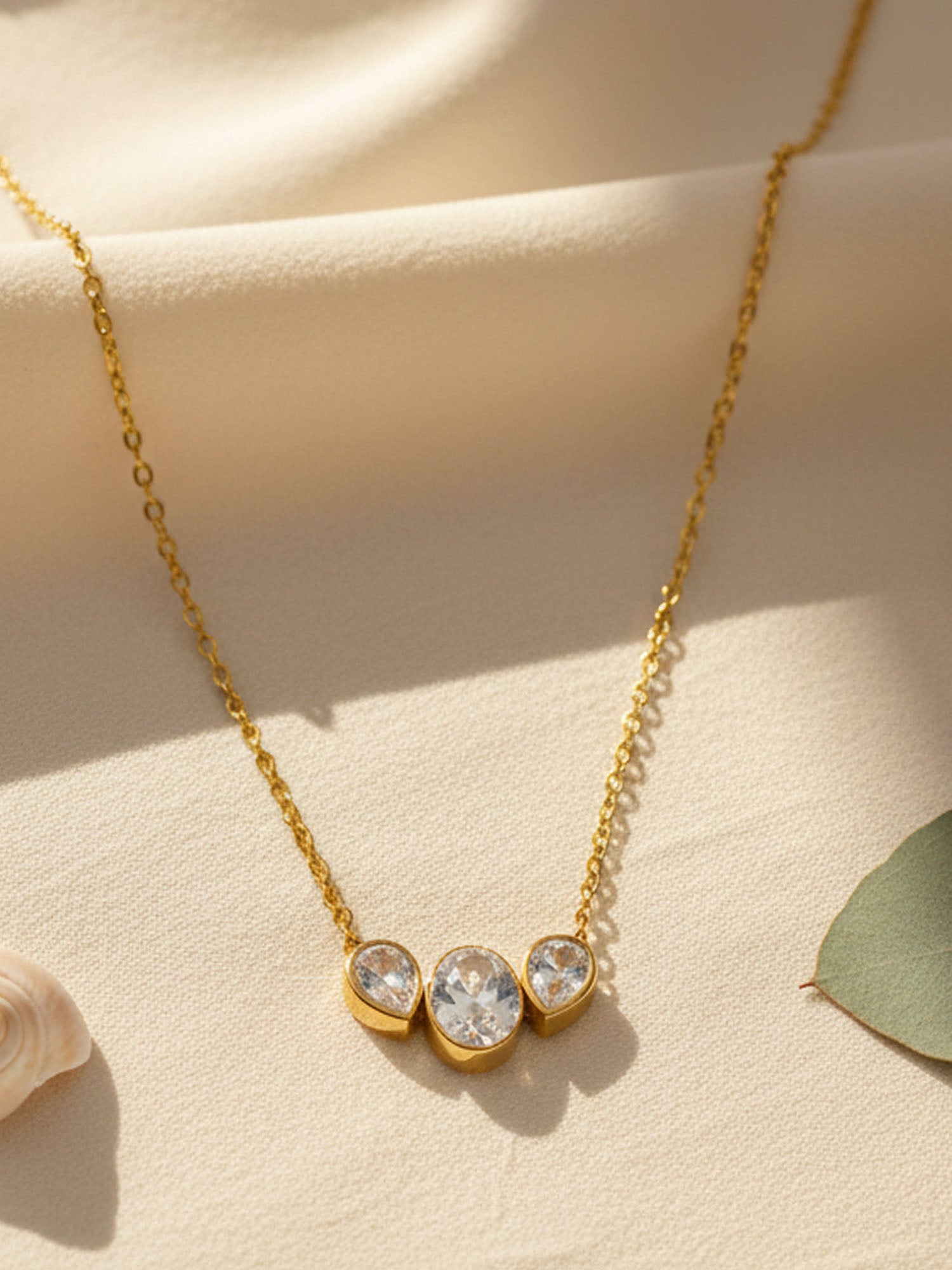 Trinity Teardrop Crystal Necklace