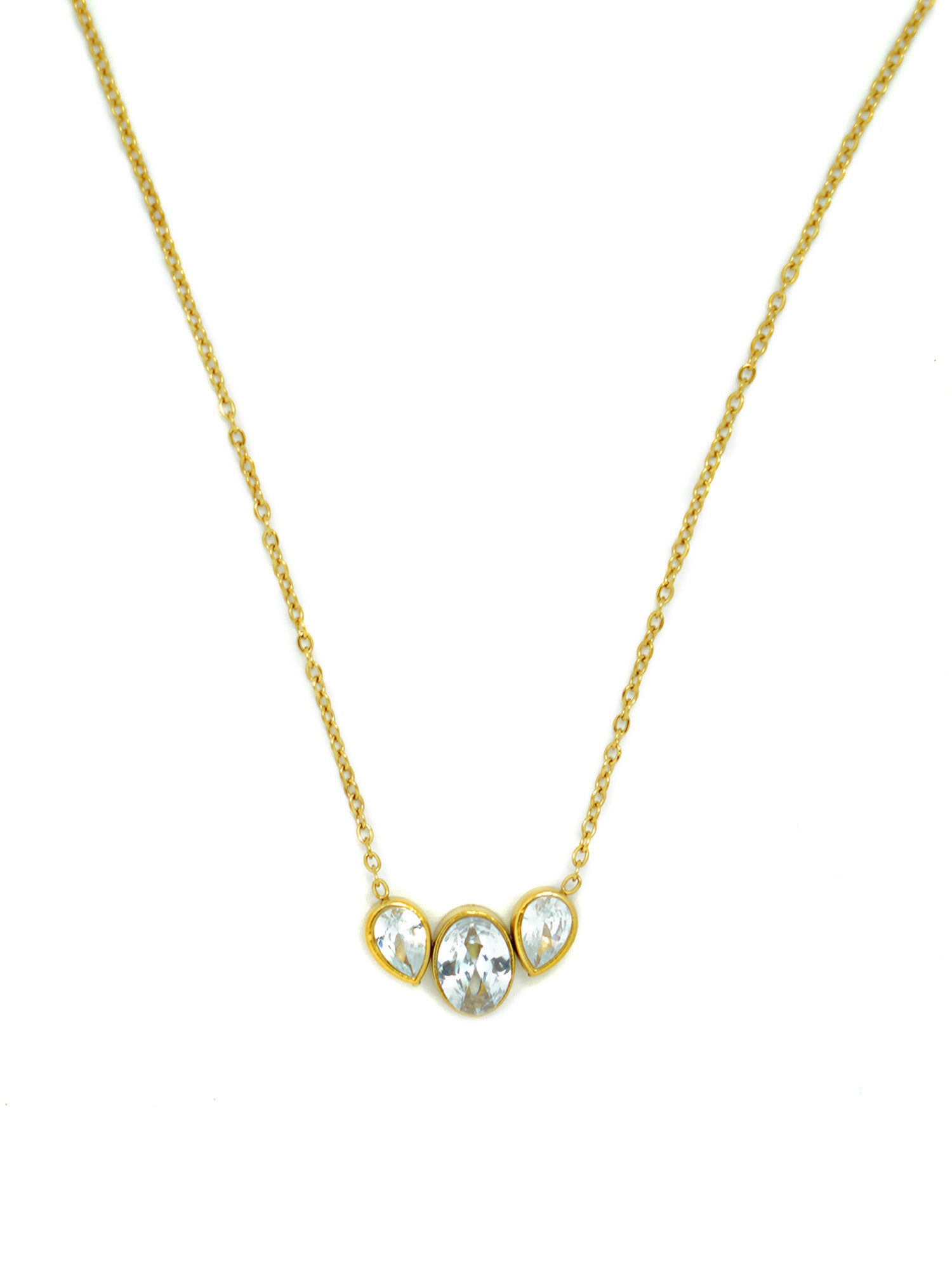 Trinity Teardrop Crystal Necklace